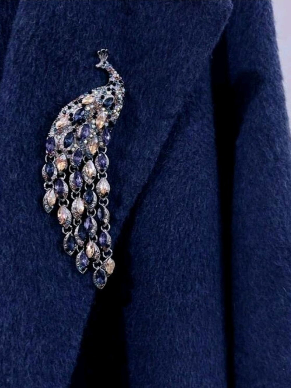 Multi-Color Crystal Peacock Pendant Brooch - Women Jewelry